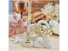 Bomboniera Comunione Calice oro Profumatore in Pietra Leccese e Marmo con nome personalizzato