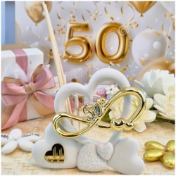 Bomboniera Nozze oro Profumatore in Pietra Leccese e Marmo con nome personalizzato