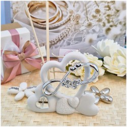 Bomboniera Nozze Argento Profumatore in Pietra Leccese e Marmo con nome personalizzato