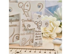 Bomboniera Cresima Crocifisso Mitria in Pietra Leccese e Marmo con preghiera