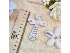 Bomboniera Comunione Cresima Crocifisso Mani in preghiera in Pietra Leccese e Marmo con preghiera