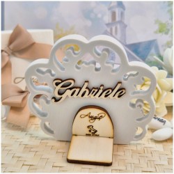 Bomboniera Comunione e Cresima Icona Calice e Mitria in Pietra Leccese e Marmo con nome personalizzato dietro