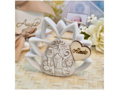 Bomboniera Comunione e Cresima Fiore di loto Calice e Mitria in Pietra Leccese e Marmo con nome personalizzato