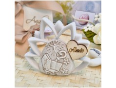 Bomboniera Cresima Fiore di loto Mitria in Pietra Leccese e Marmo con nome personalizzato