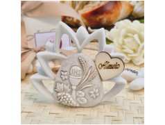 Bomboniera Comunione Fiore di loto Calice in Pietra Leccese e Marmo con nome personalizzato