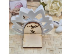 Bomboniera Comunione Fiore di loto Calice in Pietra Leccese e Marmo con nome personalizzato dietro