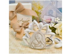 Bomboniera Battesimo Fiore di loto Maternità in Pietra Leccese e Marmo con nome personalizzato