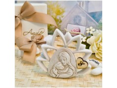 Bomboniera Battesimo Fiore di loto Maternità in Pietra Leccese e Marmo con nome personalizzato