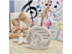 Bomboniera Tema Musica Profumatori in Pietra Leccese e Marmo con Iniziale personalizzata