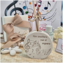 Bomboniera Tema Musica Profumatori in Pietra Leccese e Marmo con Iniziale personalizzata