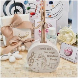 Bomboniera Tema Musica Profumatori in Pietra Leccese e Marmo con Iniziale personalizzata