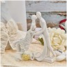 Bomboniera Matrimonio Sposi "Bacio d'Amore" in Resina Effetto Pietra con Cuore Oro