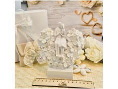 Bomboniera Matrimonio Vaso Cuore in Fiore con Sposi e Dettagli Oro