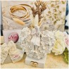Bomboniera Matrimonio Vaso Cuore in Fiore con Sposi e Dettagli Oro
