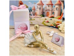 Bomboniera Comunione Ballerina Seduta in Resina Pietra e Oro