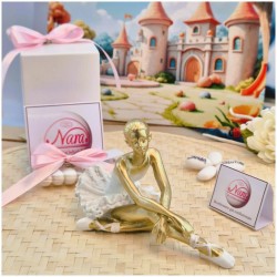 Bomboniera Comunione Ballerina Seduta in Resina Pietra e Oro