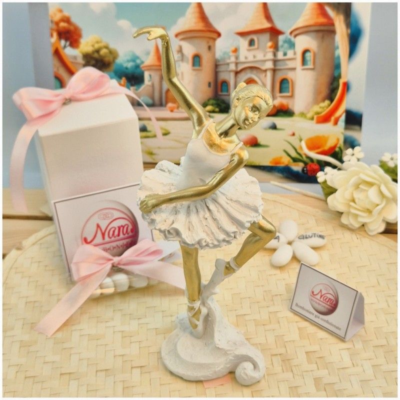 Bomboniera Comunione Ballerina in Posa Arabesque Resina e Oro