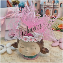 Bomboniera Comunione Bimba Vasetto Porta Pianta con Nome Personalizzato dall alto