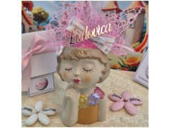 Bomboniera Comunione Bimba Vasetto Grande Porta Pianta con Nome Personalizzato