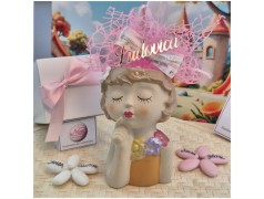 Bomboniera Comunione Bimba Vasetto Grande Porta Pianta con Nome Personalizzato