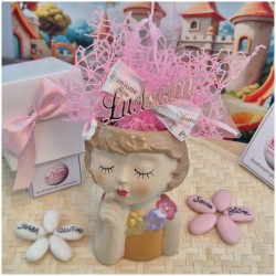 Bomboniera Comunione Bimba Vasetto Grande Porta Pianta con Nome Personalizzato