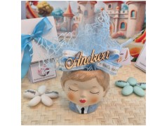 Bomboniera Comunione Bimbo Vasetto Porta Pianta con Nome Personalizzato