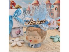 Bomboniera Comunione Bimbo Vasetto Porta Pianta con Nome Personalizzato