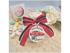 Bomboniera 18 Anni Portachiavi Auto Sportiva Rossa Personalizzato con Nome