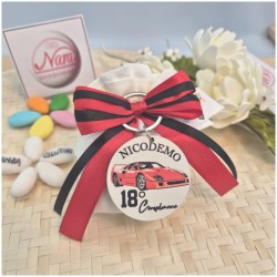 Bomboniera 18 Anni Portachiavi Auto Sportiva Rossa Personalizzato con Nome