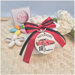 Bomboniera 18 Anni Portachiavi Auto Sportiva Rossa Personalizzato con Nome