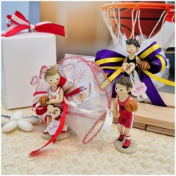 Bomboniera Comunione Basket Cestisti Assortiti con Iniziale e Colori Squadra