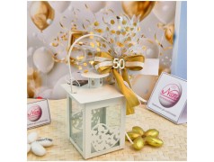 Bomboniera Nozze d'Oro Lanterna 50 Anni con Dettagli Dorati