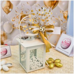 Bomboniera Nozze d'Oro Lanterna 50 Anni con Dettagli Dorati