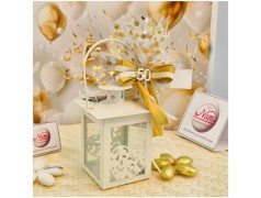 Bomboniera Nozze d'Oro Lanterna 50 Anni con Dettagli Dorati