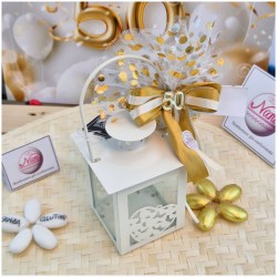 Bomboniera Nozze d'Oro Lanterna 50 Anni con Dettagli Dorati