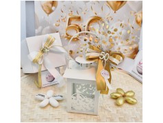 Bomboniera Nozze d'Oro Lanterna 50 Anni con Dettagli Dorati