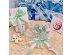 Bomboniera Matrimonio Debora Carlucci Fiore Piccolo in Cristallo e Porcellana Tiffani con punto luce