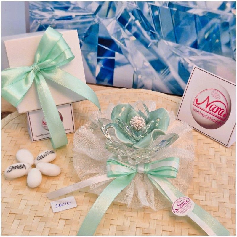 Bomboniera Matrimonio Debora Carlucci Fiore Piccolo in Cristallo e Porcellana Tiffani con punto luce