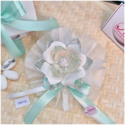 Bomboniera Matrimonio Debora Carlucci Fiore Piccolo in Cristallo e Porcellana Bianca con punto luce