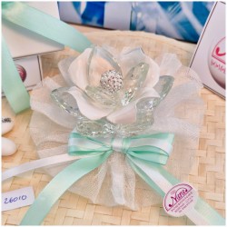 Bomboniera Matrimonio Debora Carlucci Fiore Piccolo in Cristallo e Porcellana Bianca con punto luce