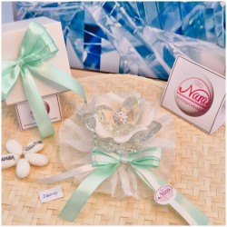 Bomboniera Matrimonio Debora Carlucci Fiore Piccolo in Cristallo e Porcellana Bianca con punto luce