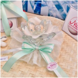 Bomboniera Matrimonio Debora Carlucci Fiore Piccolo in Cristallo e Porcellana Bianca con punto luce