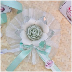 Bomboniera Matrimonio Debora Carlucci Fiore Piccolo in Cristallo e Porcellana Bianca con Fiore Candelina