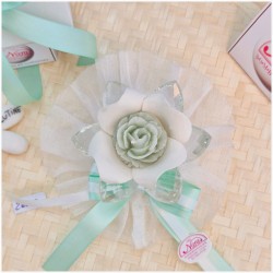 Bomboniera Matrimonio Debora Carlucci Fiore Piccolo in Cristallo e Porcellana Bianca con Fiore Candelina