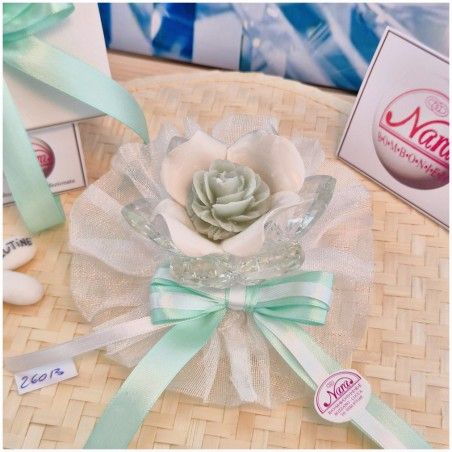 Bomboniera Matrimonio Debora Carlucci Fiore Piccolo in Cristallo e Porcellana Bianca con Fiore Candelina