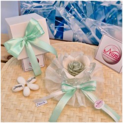 Bomboniera Matrimonio Debora Carlucci Fiore Piccolo in Cristallo e Porcellana Bianca con Fiore Candelina