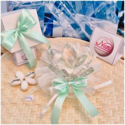 Bomboniera Matrimonio Debora Carlucci Fiore Medio in Cristallo e Porcellana Bianca con punto luce