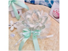 Bomboniera Matrimonio Debora Carlucci Fiore Medio in Cristallo e Porcellana Bianca con punto luce