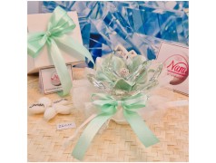 Bomboniera Matrimonio Debora Carlucci Fiore Medio in Cristallo e Porcellana Tiffani con punto luce