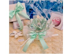 Bomboniera Matrimonio Debora Carlucci Fiore Medio in Cristallo e Porcellana Tiffani con punto luce